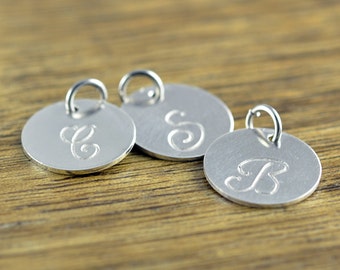 Add On Disc, Sterling Silver Disc, Engraved Disc, Hand Stamped Charm, Personalized Disc, Monogrammed Disc, Add on Disc Charm