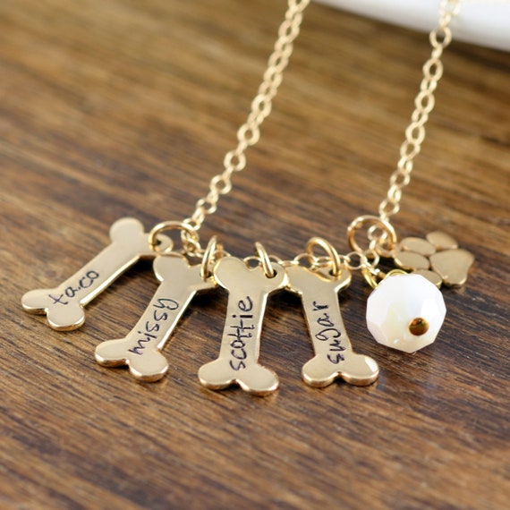 gold dog bone necklace