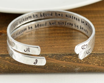 Sisters Jewelry, Not sisters by blood but sisters By Heart, Sisters Cuff, Sister Gift, Sister Bracelet, Sister Jewelry, Friendship Bracelet