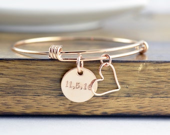 Roman Numeral Bracelet, Anniversary Gift, Rose Gold Bracelet, Personalized Date Bracelet, Bridesmaid Gift, Bridesmaid Jewelry