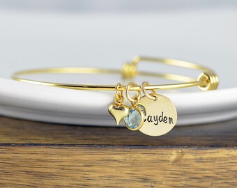 Gold Name Bracelet - Hand Stamped Bracelet - Hand Stamped Jewelry - Mother Bracelet - New Mom Gift - New Mommy Gifts - New Mom Jewelry