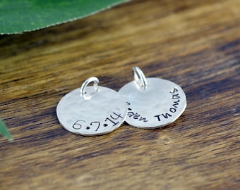 Add On Disc, Sterling Silver Disc, Engraved Disc, Hand Stamped Name Disc, Personalized Disc, Monogrammed Disc, Add on Disc Charm