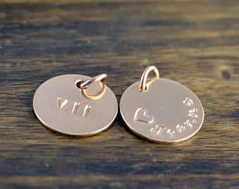 Rose Gold Charm, Add On, Ala Carte, Engraved Disc, Hand Stamped Name Disc, Personalized Charms, Monogrammed Disc, Add on Disc ,Charm