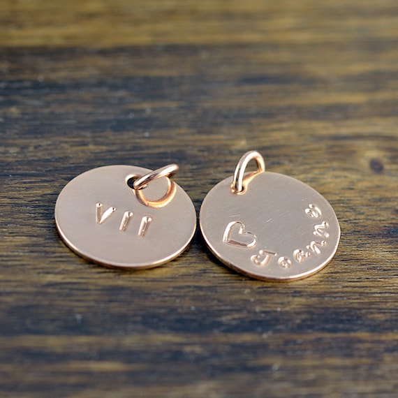 Rose Gold Charm, Add On, Ala Carte, Engraved Disc, Hand Stamped Name Disc, Personalized Charms, Monogrammed Disc, Add on Disc ,Charm