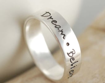 Personalized Ring - mom ring - sterling silver ring - hand stamped ring - inspiration ring - Name Ring - Gifts for Mom