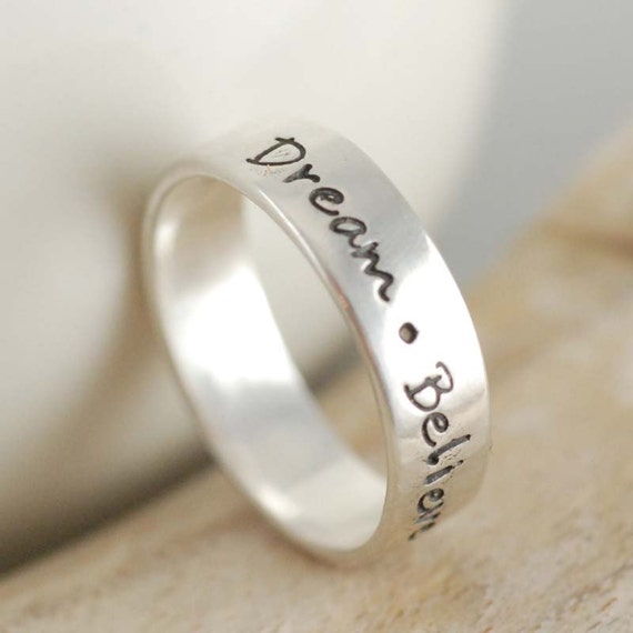 Personalized Ring Mom Ring Sterling Silver Ring Hand Stamped Ring