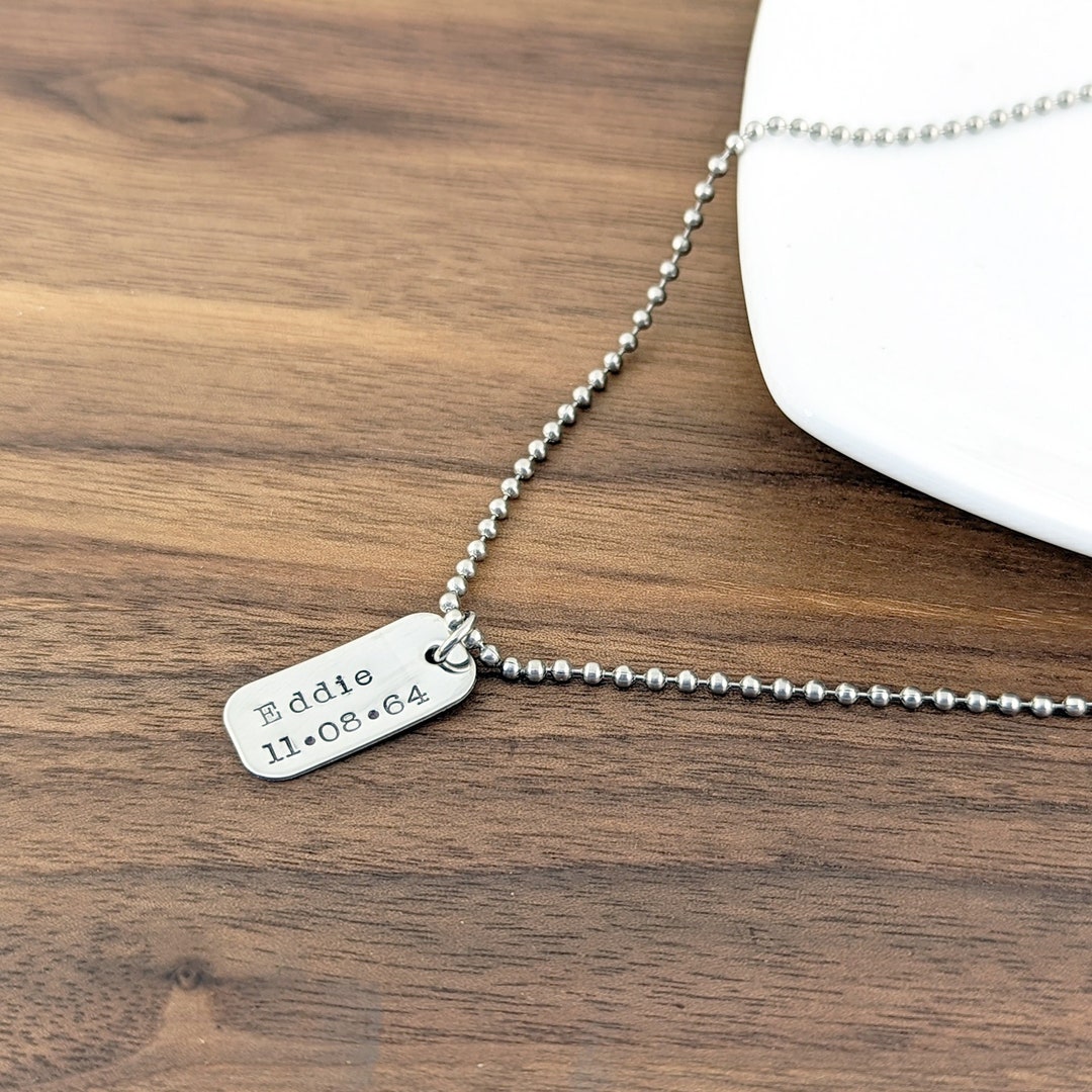 Mens Dog Tags Personalized, Mens Dog Tag Necklace, Fathers Day Necklace