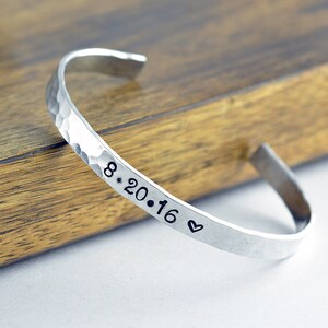 Custom Bracelet - Date Bracelet - Silver Cuff Bracelet - Cuff Bracelet - Personalized Cuff - Engraved Cuff Bracelet, Personalized Jewelry