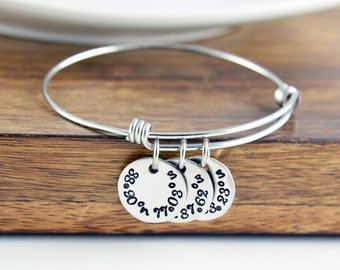 Coordinate Bracelet, Coordinates Gift, Coordinate Jewelry, Anniversary Gift, Gift for Women, Gift for Her, Latitude Longitude Gift