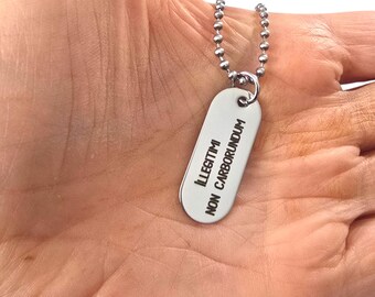 Personalized Mini Silver Dog Tag Necklace