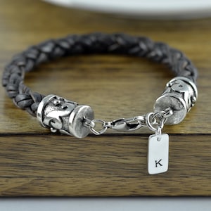 Personalized Mens Leather Bracelet - Custom Initial Bracelet - Custom Leather Bracelet - Mens Bracelet - Mens Leather Bracelet - Mens Gift