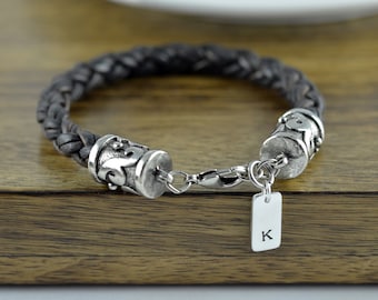 Personalized Mens Leather Bracelet - Custom Initial Bracelet - Custom Leather Bracelet - Mens Bracelet - Mens Leather Bracelet - Mens Gift