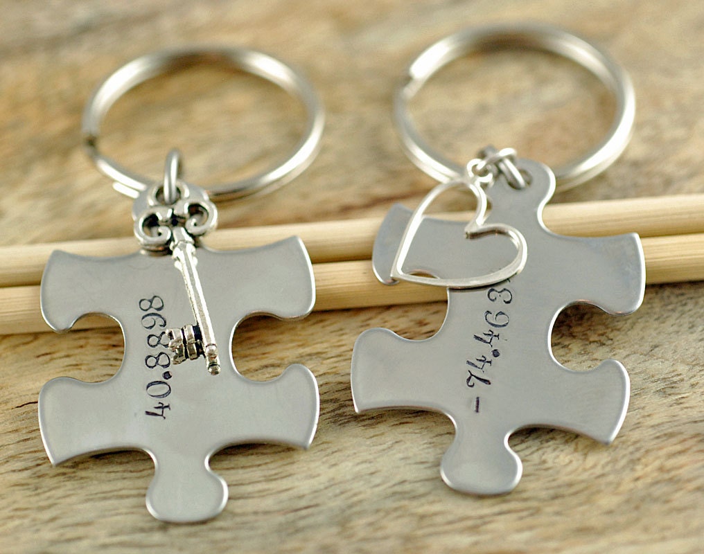 Personalized Keychain Puzzle Keychain Puzzle Piece Keychain Etsy