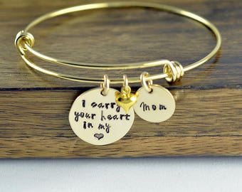 I carry you in my heart, Remembrance Bracelet, Loss of Loved One, Personalized Bracelet, I Carry Your Heart In My Heart, Name Bracelet