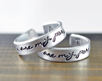 You're My Person Ring, Grey's Anatomy Inspired Ring, Hand Stamped Aluminum Cuff Ring, Best Friend Jewelry, Best Friend Rings