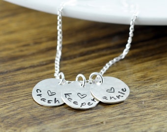 Hand Stamped Mommy Necklace - Mommy Necklace - Baby Name Necklace - Personalized Necklace - Silver Necklace, Mom Grandma Necklace