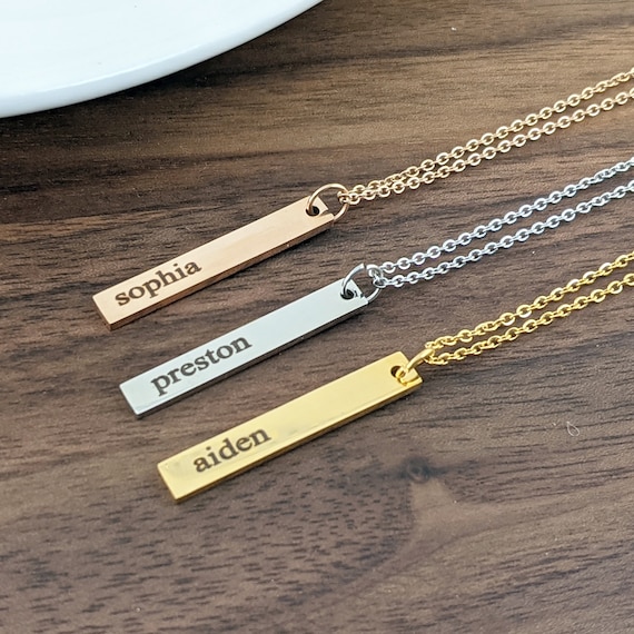 Bar Necklace, Skinny Bar Necklace, Personalized Bar Necklace