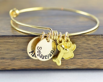 Personalized Bangle Bracelet - Hand Stamped Pet Bracelet - Dog Jewelry - Dog Bracelet - Pet jewelry - Animal bracelet - Paw Print Bracelet