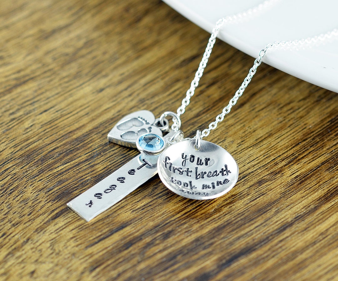 To My Mom Footprint Necklace- Ten Little Fingers For A New Mommy main image 0