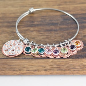 Family Tree Bracelet, Tree of Life, Grandma Gift, Grandma Bracelet, Grandmother Jewelry, Mom Gift, Mom birthstone bracelet, Name bracelet