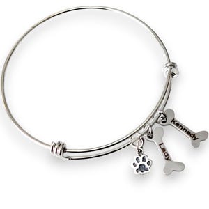 Silver Dog Paw Pendant, Pet Bracelet - Dog Jewelry for People - Dog Bracelet - Pet Jewelry - Animal Lover Bracelet - Dog Bone Charm