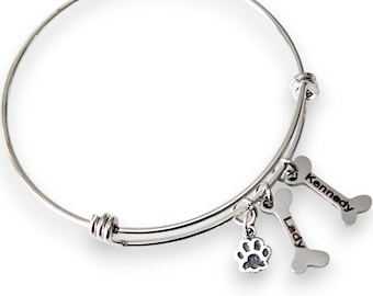 Silver Dog Paw Pendant, Pet Bracelet - Dog Jewelry for People - Dog Bracelet - Pet Jewelry - Animal Lover Bracelet - Dog Bone Charm