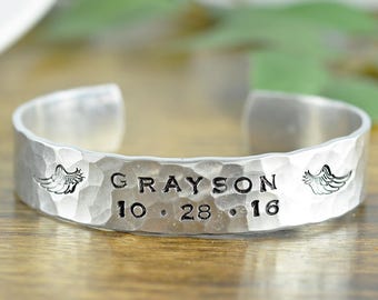 Mens Cuff Bracelet, Personalized Mens Bracelet, Custom Cuff Bracelet, Mens Gift, Gift for Boyfriend, Sympathy Gift for Men, Memorial Jewelry