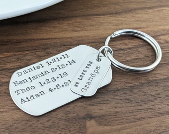 Father's Day Gift, Mens Personalized Keychain, Birthday Gift for Dad, Dog Tag Personalized, Keychain for Dad, Personalized Gift