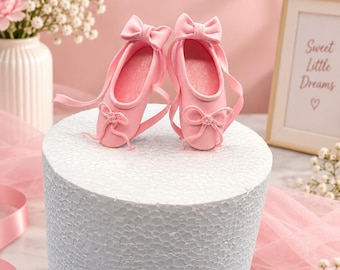 Adorno personalizado para pastel de bailarina, zapatillas de ballet rosas, adorno personalizado para pastel de cumpleaños de niña, decoración para fiesta de cumpleaños de ballet