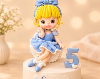 Adorno personalizado para pastel de niña, con nombre y edad personalizados, recuerdo de cumpleaños de princesa
