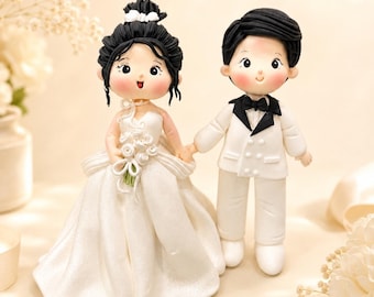 Adorno personalizado para pastel de bodas, recuerdo personalizado para los novios