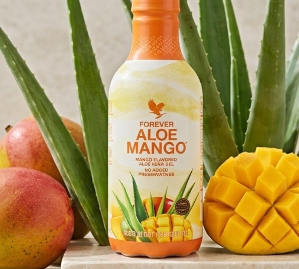 Forever Aloe Mango 33.8 fl. oz, Inner Leaf Gel, Digestive Health, Tropical  Immune Drink