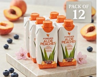 Forever Aloe Peaches 330ml 12er Pack, 84,3% Pure Aloe Vera, Verdauungs- & Immunsystem unterstützend