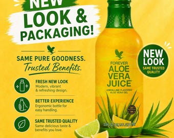 Forever Aloe Vera Juice 1 Liter, 96% Pure Inner Leaf Aloe, Digestive & Immune Support