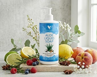 Jabón Forever Aloe / Fórmula que retiene la humedad / Limpiadores de origen natural / 473 ml (16 onzas líquidas)