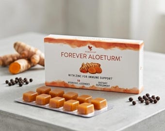 Forever AloeTurm 10 Lutschtabletten, Kurkuma und Zink, Unterstützung des Immunsystems, natürlicher Minzgeschmack