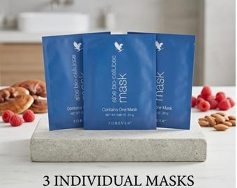 Forever Aloe Bio-Cellulose Mask 3 Pack, Soothing Facial Sheet Mask, Hydrating Skin Care
