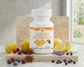 Suplemento de propóleo de abeja Forever Natural en tabletas masticables para el sistema inmunitario / Extracto de miel de abeja para el bienestar