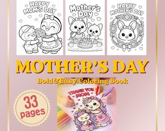 母の日ぬりえ（子供向け）mother's day  Coloring Pages Bundle,Animal, Mom & Baby Designs, Kids Activity (Instant Download)