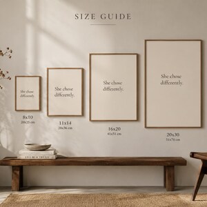 She Chose Differently Print | Intentional Living Wall Art for Women | Paris Inspired Typography | Minimalist Home Decor afbeelding 5