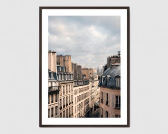 Parijs straatfotografie print | Minimalistisch Frans appartement met uitzicht | Kalm neutraal decor | Originele foto van Parijs | Muurkunst Frankrijk