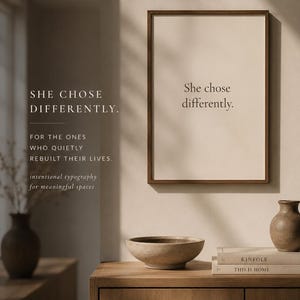 She Chose Differently Print | Intentional Living Wall Art for Women | Paris Inspired Typography | Minimalist Home Decor afbeelding 7