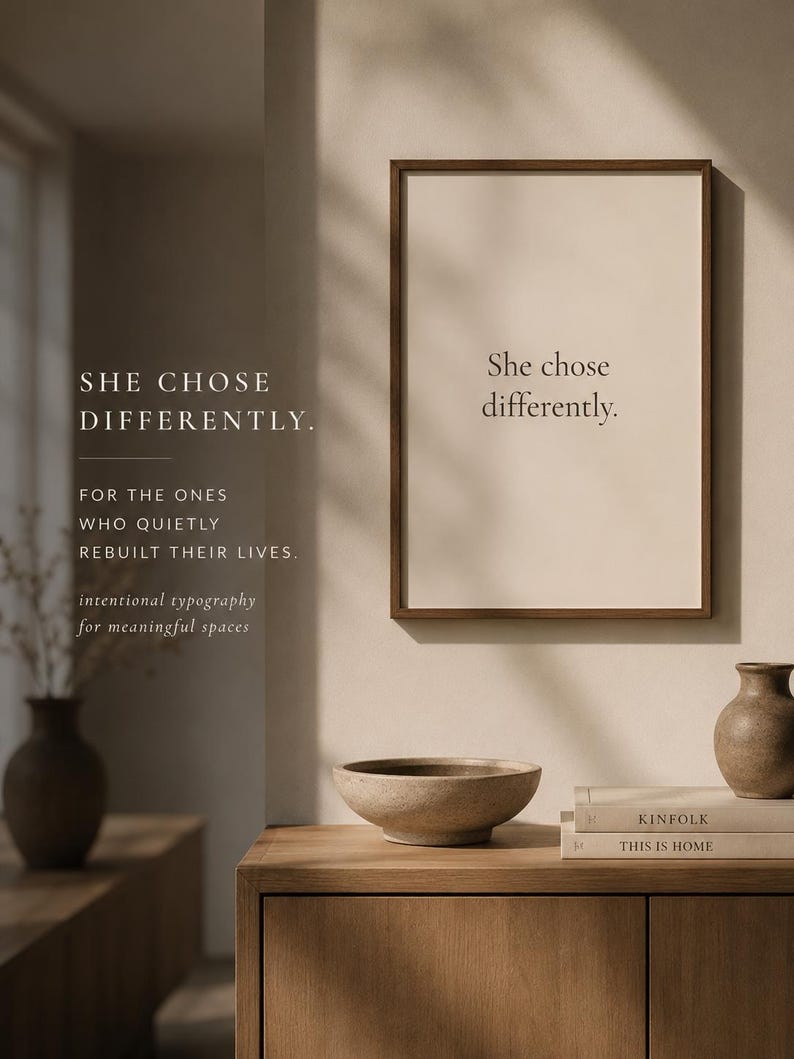 She Chose Differently Print | Intentional Living Wall Art for Women | Paris Inspired Typography | Minimalist Home Decor afbeelding 7