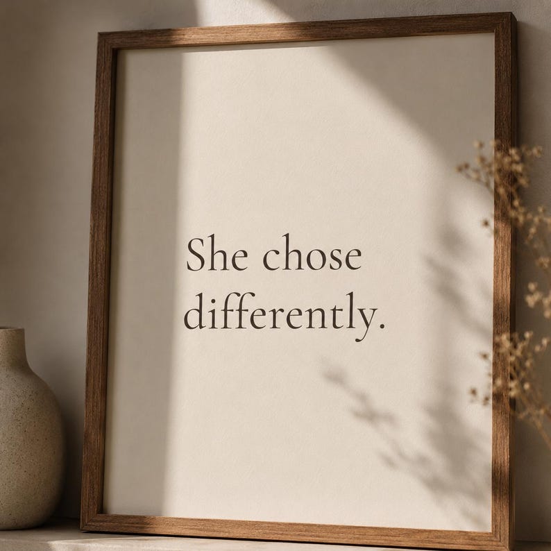 She Chose Differently Print | Intentional Living Wall Art for Women | Paris Inspired Typography | Minimalist Home Decor afbeelding 4
