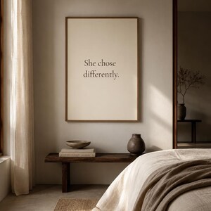 She Chose Differently Print | Intentional Living Wall Art for Women | Paris Inspired Typography | Minimalist Home Decor afbeelding 2