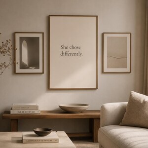 She Chose Differently Print | Intentional Living Wall Art for Women | Paris Inspired Typography | Minimalist Home Decor afbeelding 3