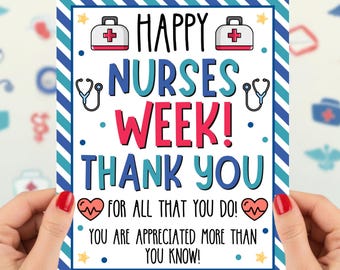 Letrero de agradecimiento para la Semana de la Enfermería, póster de agradecimiento para enfermeras, Amamos a nuestras enfermeras, las apreciamos más de lo que creen, impresión instantánea de 8 x 10