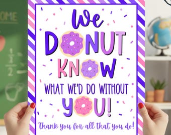 Letrero de agradecimiento para maestros, póster de dulces y golosinas, impresión instantánea de 8 x 10.