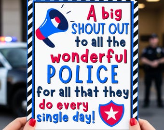 Un gran saludo a todos los maravillosos policías. Letrero de agradecimiento, póster de la Semana Nacional de la Policía, letrero de impresión instantánea.
