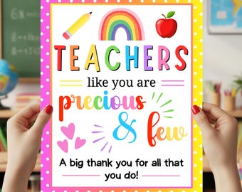 Cartel de agradecimiento para maestros como tú, valiosos y escasos, póster para la Semana del Maestro, impresión instantánea 8x10